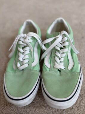 VANS Mint Green Low-Top Sneakers with White Accents